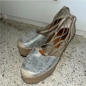 Silver Platform Espadrilles